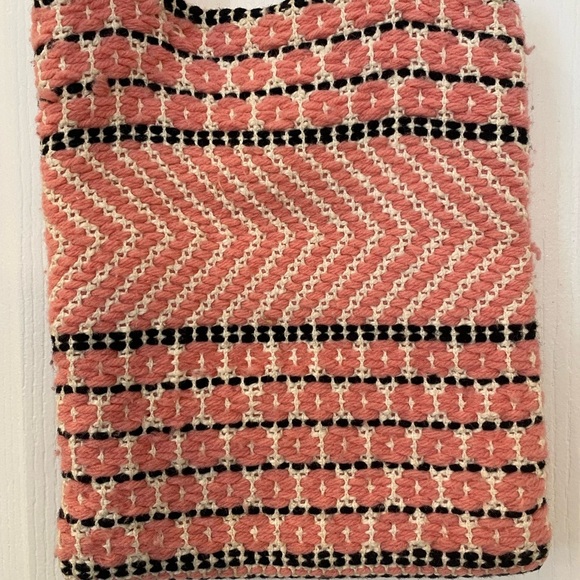 Vintage Handmade Crochet Embroidered Small Tote Handbag Pink Boho Market Bag - Picture 4 of 7